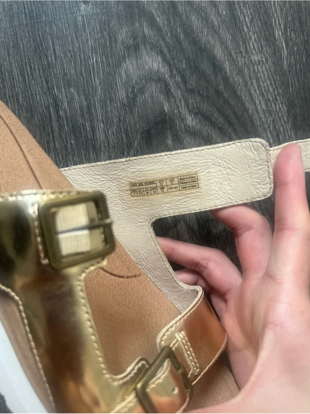 UGG Metallic Gold Double-Buckle Slide Sandals